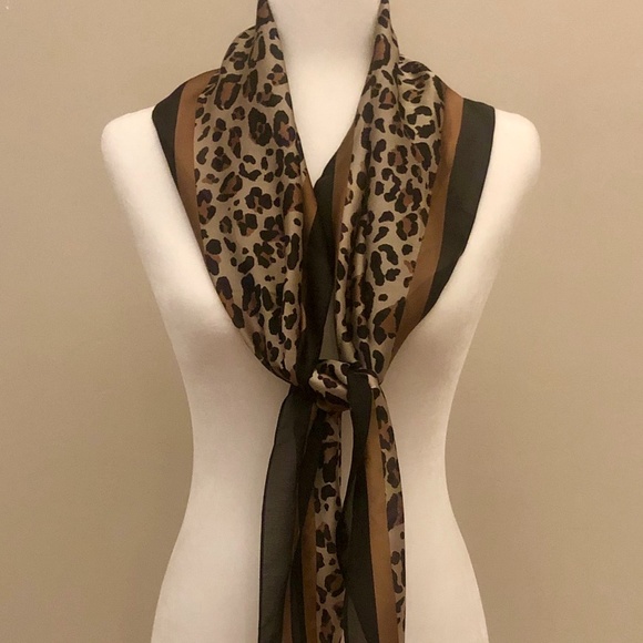 Accessories - Leopard Print Silk Like Scarf